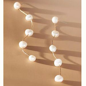 NEW~ Anthropologie Ettika Dripping Pearl Delicate Drop Earrings